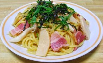 たけのことベーコンの和風スパゲティ